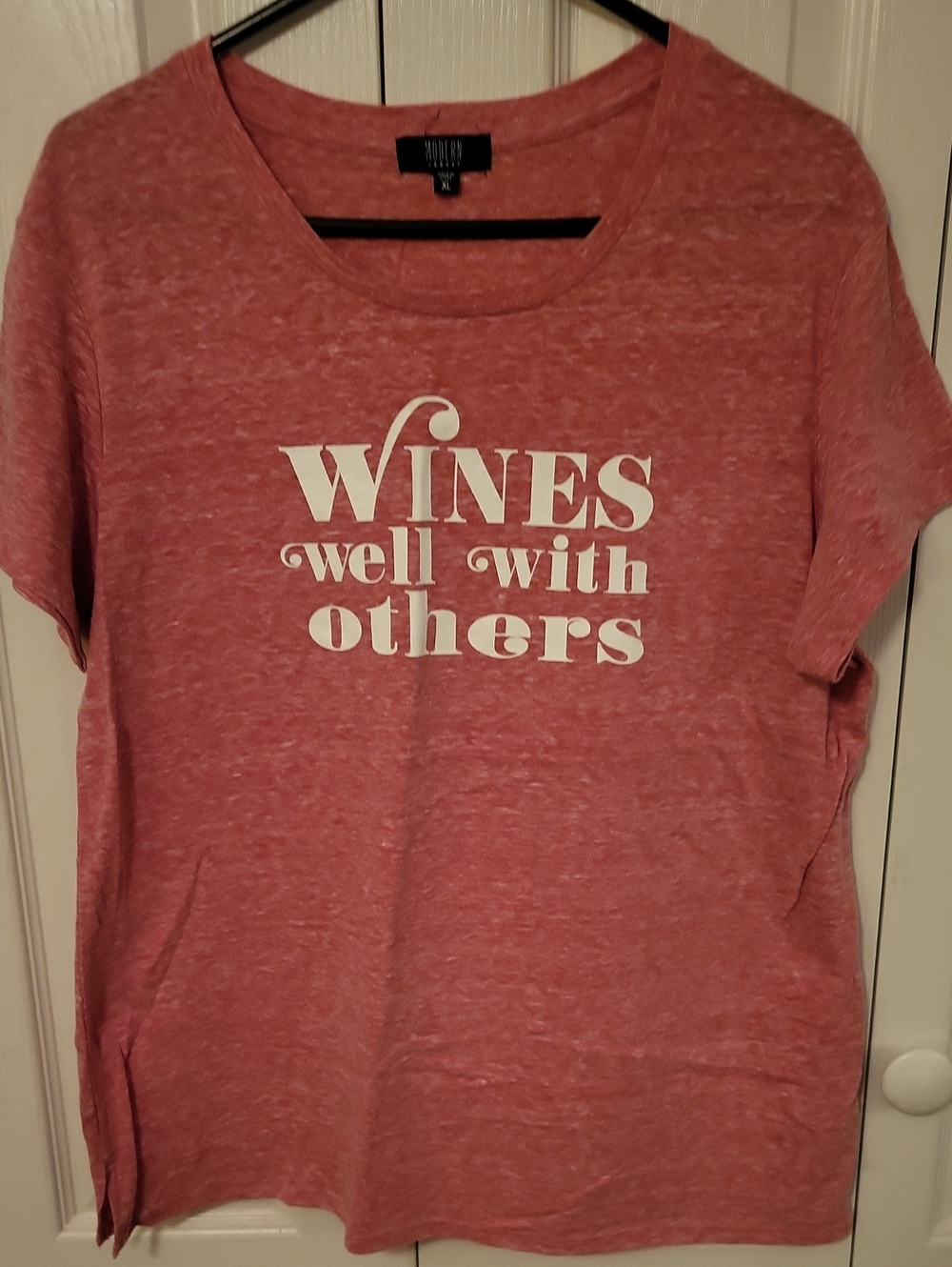 Van Heusen Pink Graphic Short Sleeve Tee - 'Wines Well With Others'